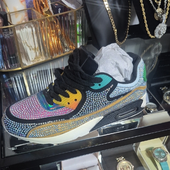 Colorful Rhinestone Women's Sneakers - Picture 2 of 4